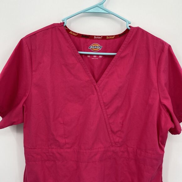 Dickies Womens Classic Fit Short Sleeve Empire Waist Mock Wrap Scrub Top Medium - Picture 4 of 9